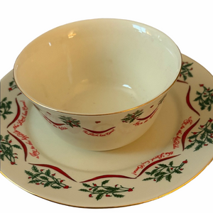 Dicksons porcelain Holiday Bowl and Plate Set.  rare